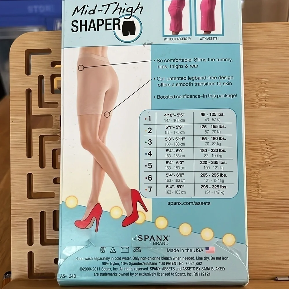 Spanx Assets Size 1 Black Mid Thigh Shaper 4''0